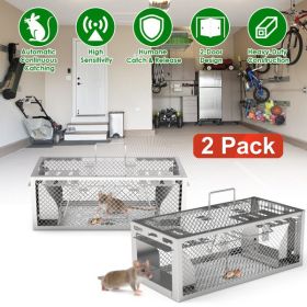 2 pcs Dual-Door Humane Rat Trap - Continuous Mouse Catching, Heavy-Duty Galvanized Iron Construction - Safe for Pets & Kids, Indoor/Outdoor Use